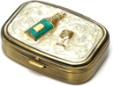 9327 Rechteckige kleine Pille Box Organizer Creme Weiß Messing Frauen Reise Pille Case Purse Taschencontainer Täglich tragbare Medizin Vitamin Box Medizin Ergänzung Mini Lagerung