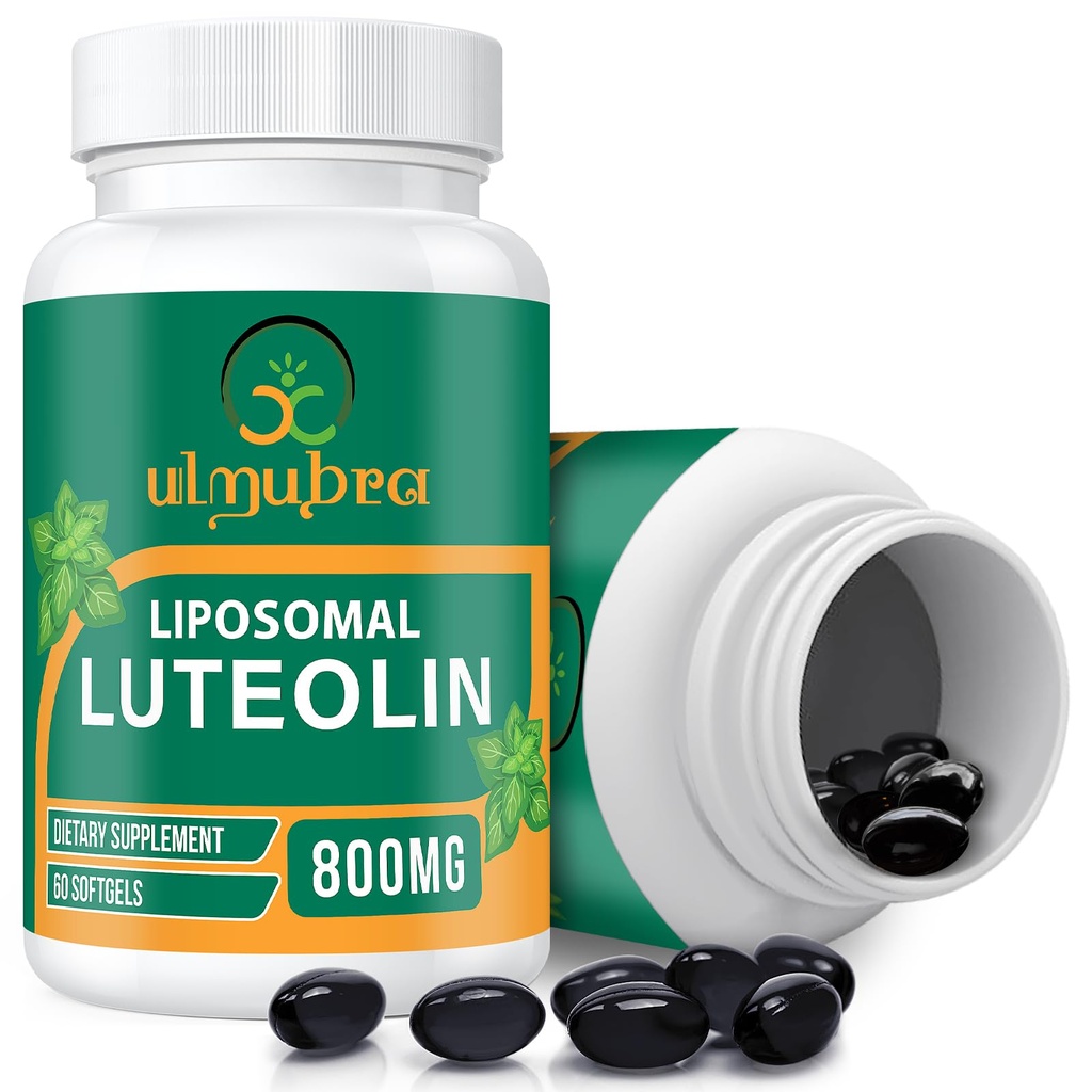 Ulmubra 800 MG Liposomal Luteolin Supplement - Maximum Absorption, Premium Antioxidant Supplement for Brain & Overall Well-Being, 60 Softgels - 30-Day Supply