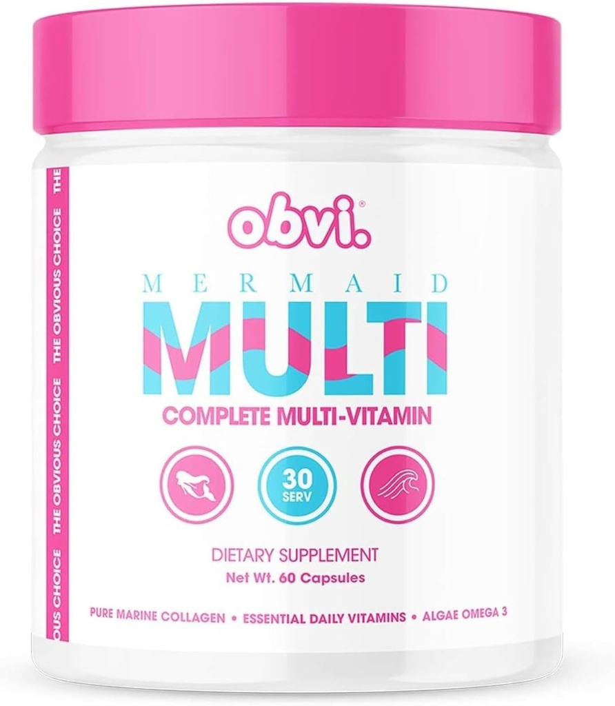 Obvi Mermaid Multi für Frauen Gesundheit | Complete Multivitamin Supplement mit Marine Collagen und Biotin, Vitamin C, A, D zu unterstützen Knochen, Zähne und Muskel | Immune Gesundheit | 60 Kapseln, 30 Servierungen