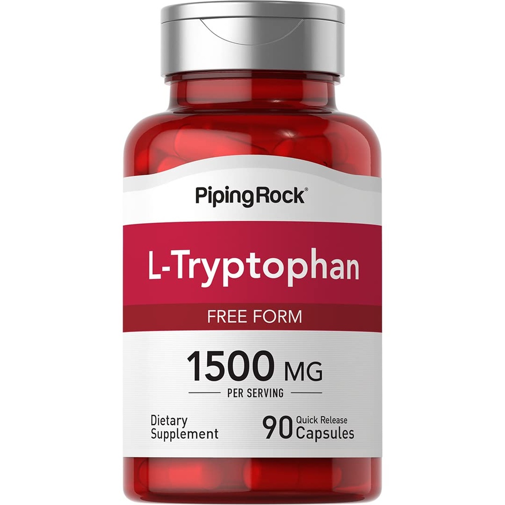 Piping Rock L-Tryptophan 1500 mg | 90 Kapseln | Free Form | Non-GMO, Gluten kostenlose Ergänzung