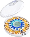 Daviky Automatische Pillenspender für Ältere mit Alarm, 28-Tage Elektronische blockierte Pillen Box, Sound & Licht Erinnerungen für Medikamente, Vitamine und Ergänzungen(blau)