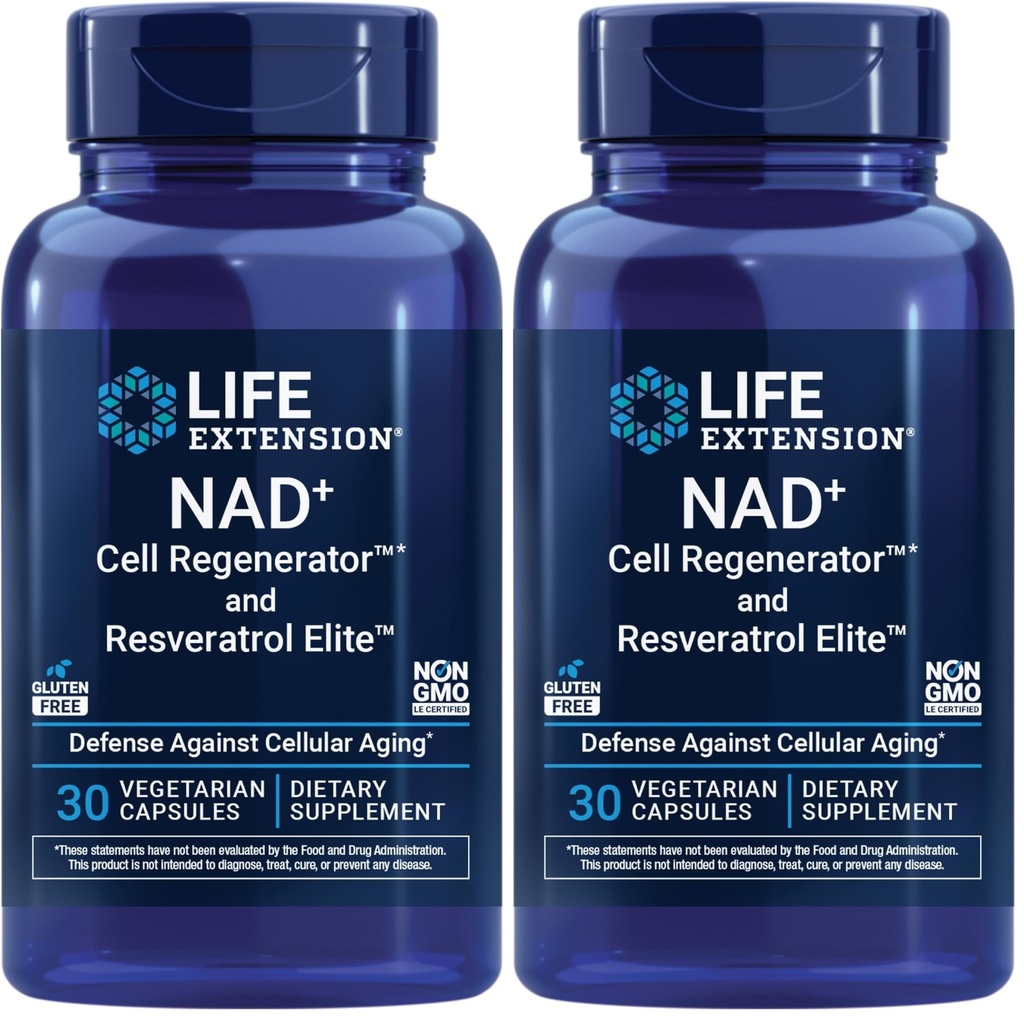 Lebensdauer NAD+ Cell Regenerator and Resveratrol Elite, NIAGEN Nikotinamid Ribosid, Trans-Resveratrol, Quercetin, Fisetin, für Langlebigkeit, Energie und oxidativen Stress, 30 vegetarische Kapsel