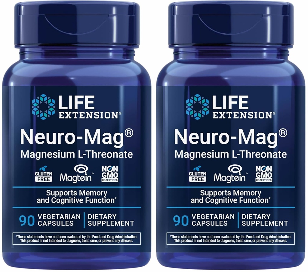 Prolongation de vie Neuro-mag Magnésium L-thréonate, 90 Compte (paquet de 2)