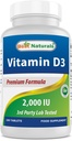 Best Naturals Vitamin D3 2000 IU (50 mcg) - 100 Tabletten - 100 Tage Versorgung - Unterstützt Immune Gesundheit, starke Knochen und Zähne, & Muskelfunktion (100 Zähler (Pack von 1))
