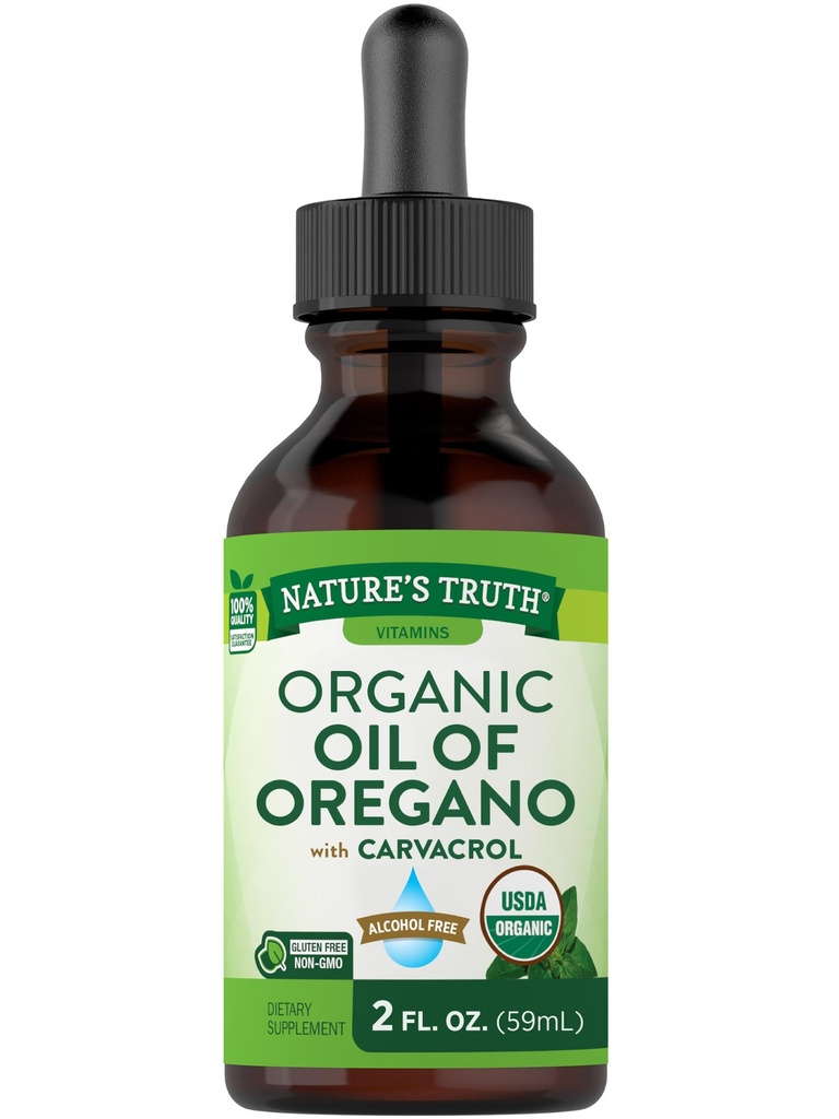 Nature's Truth Organic Oil of Oregano Liquid Drops | 2 fl oz | Mediterran und Wild Oregano Supplement | Non-GMO & Gluten Kostenlos