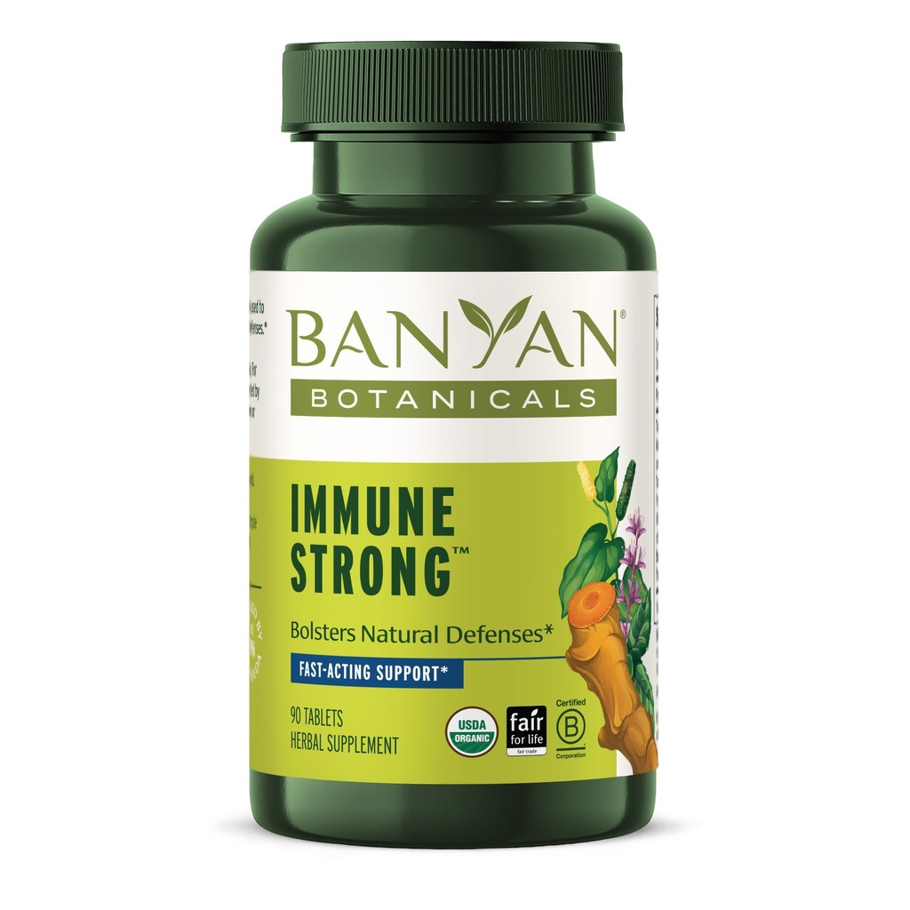 Banyan Botanicals Immune Strong – Organic Supplement mit Turmeric & Tulsi -- Ayurvedic Immune Formula, die die natürliche Verteidigung des Körpers unterstützt* – 90 Tabletten – Non-GMO Sustainable Sourced Vegan