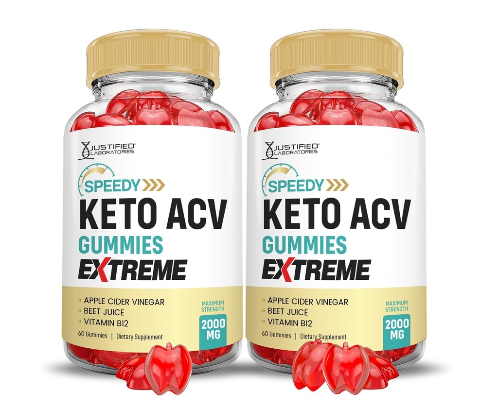 (2 Pack) Speedy Keto ACV Gummies Extreme 2000MG Speedy Keto Gummies Advanced Formula Apple Cider Vinegar mit Granatapfelsaft Pulver B12 Vegan Non GMO 60 Gummys