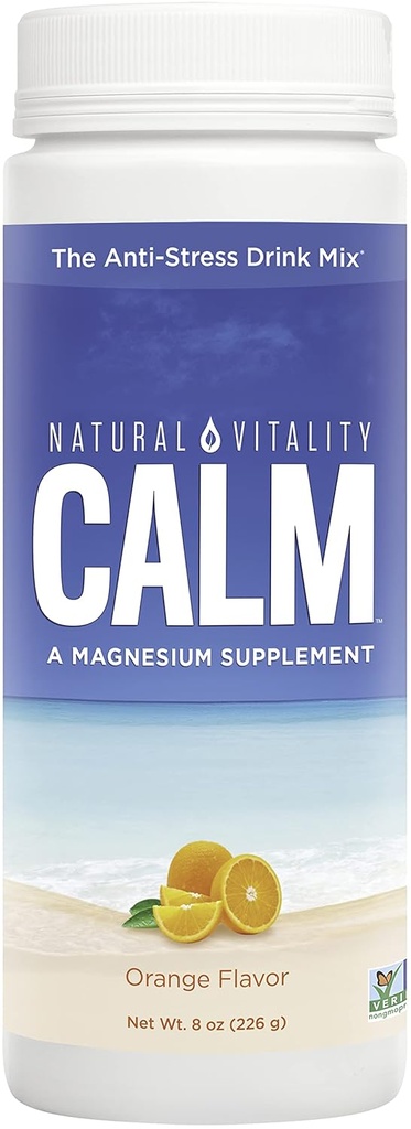 Natürliche Vitalität Calm, Magnesiumergänzung, Anti-Stress-Getränk-Mischpulver, Original, Orange - 8 Unze (Packaging Mai Vary)