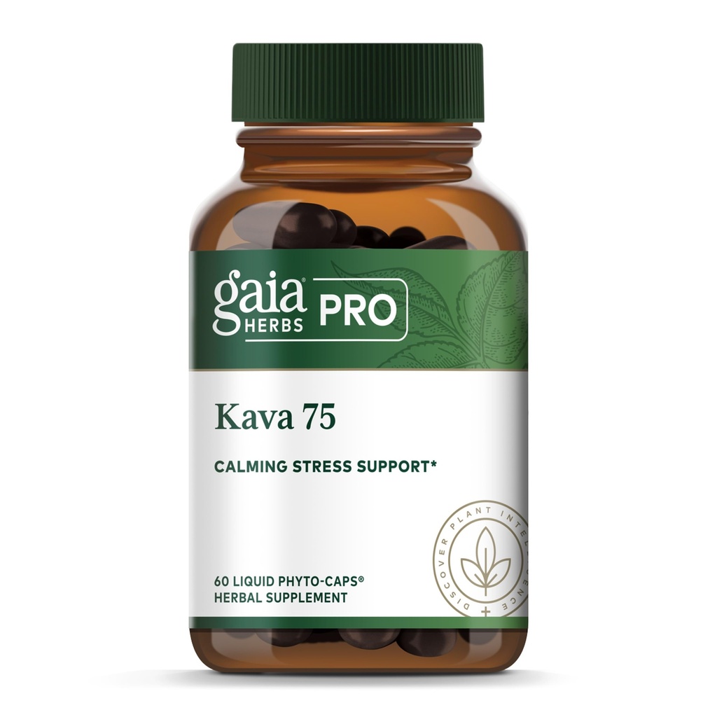 Gaia Herbs PRO Kava 75 - Supplément de soutien au stress - Aide un sentiment de calme et de relaxation - 60 liquides Phyto-Caps