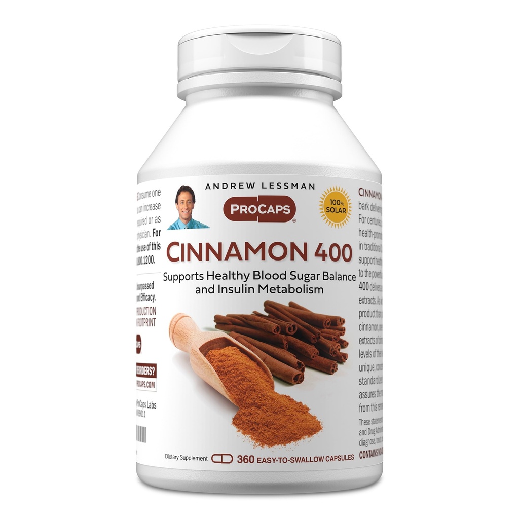 ANDREW LESSMAN Cinnamon 400mg - 360 Kapseln - Hohe Potenz, Standardisierter Extrakt. Keine Zusatzstoffe. Kleine einfache Swallow Kapseln
