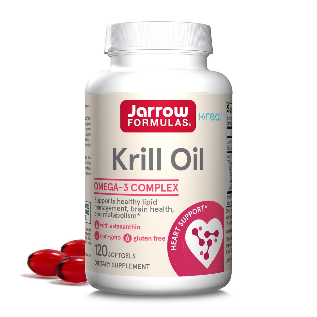 Huile de krill - 120 Softgels - Complexe Phospholipide Oméga-3 avec Astaxanthine - Peut soutenir la gestion des lipides, la fonction cérébrale et le métabolisme - 60 portions