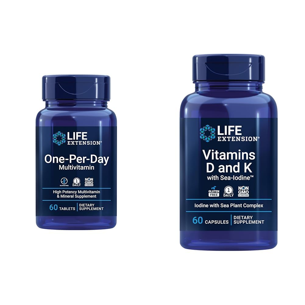 Life Extension One-Per-Day Multivitamin – Verpackt mit über 25 Vitaminen, Mineralstoffen & Pflanzenextrakte & Vitamine D und K mit Sea-Iodin, Vitamin D3, Vitamin K1 und K2, Iodin