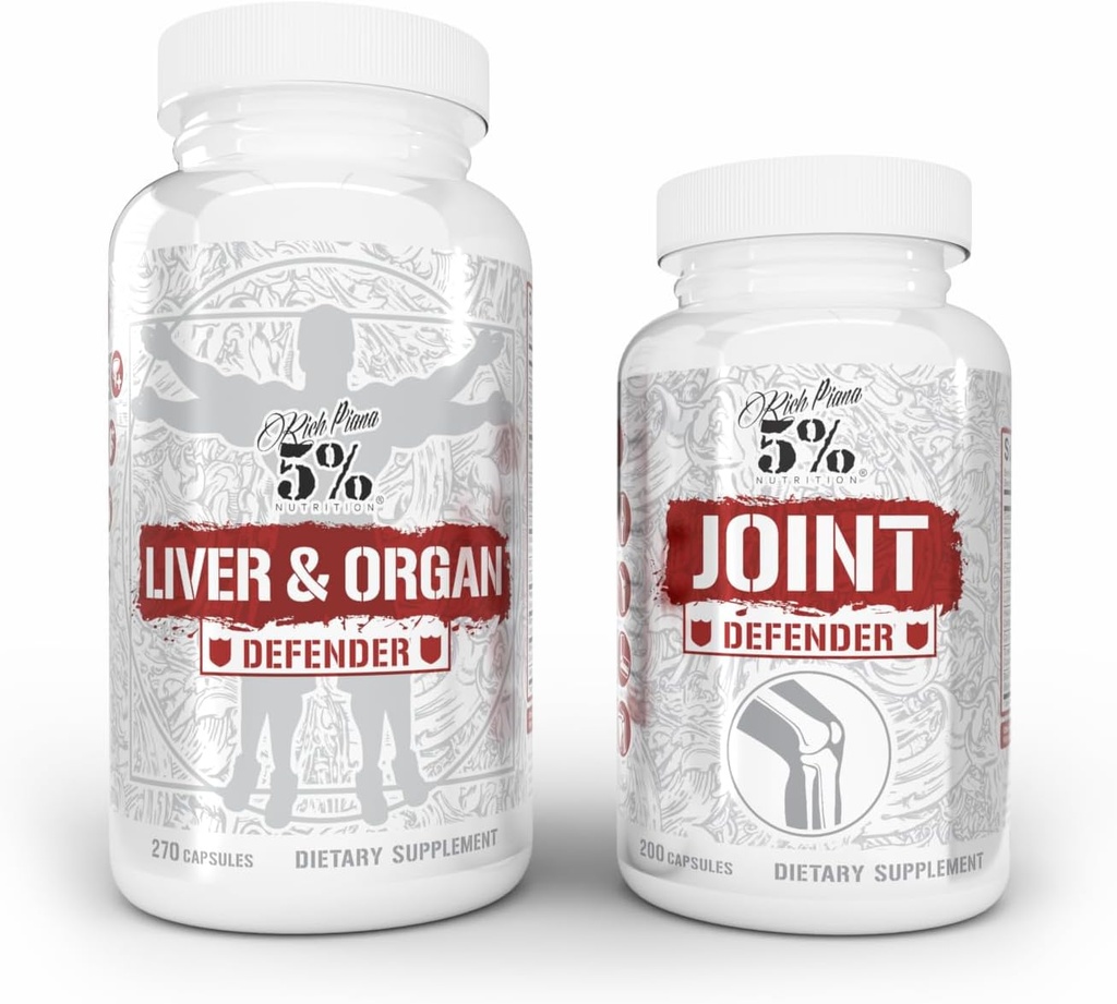5% Ernährung 2-Stack | Leber & Organ Verteidiger mit NAC + Gelenk Verteidiger | Leber, Nieren, & Herz-Unterstützung + Kollagen, Glucosamin, Chondroitin, MSM, Hyaluronsäure, Kurkuma w/Bioperine