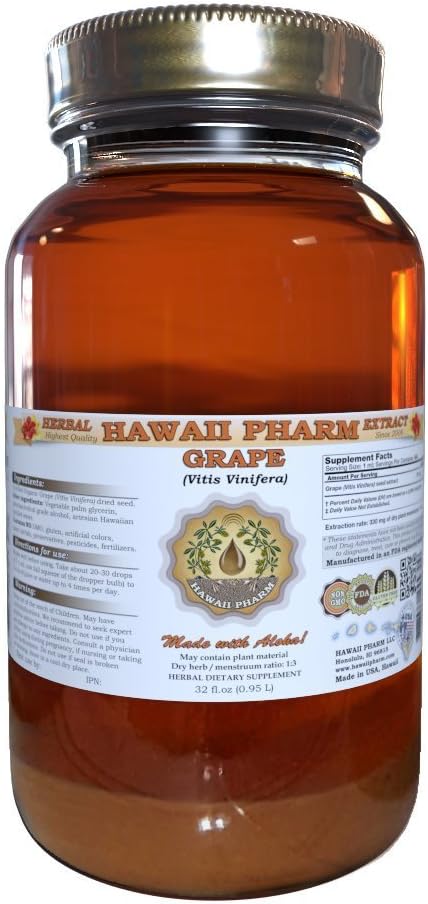 Extrait liquide de raisin, supplément de teinture de graines (Vitis Vinifera) 32 oz non filtré