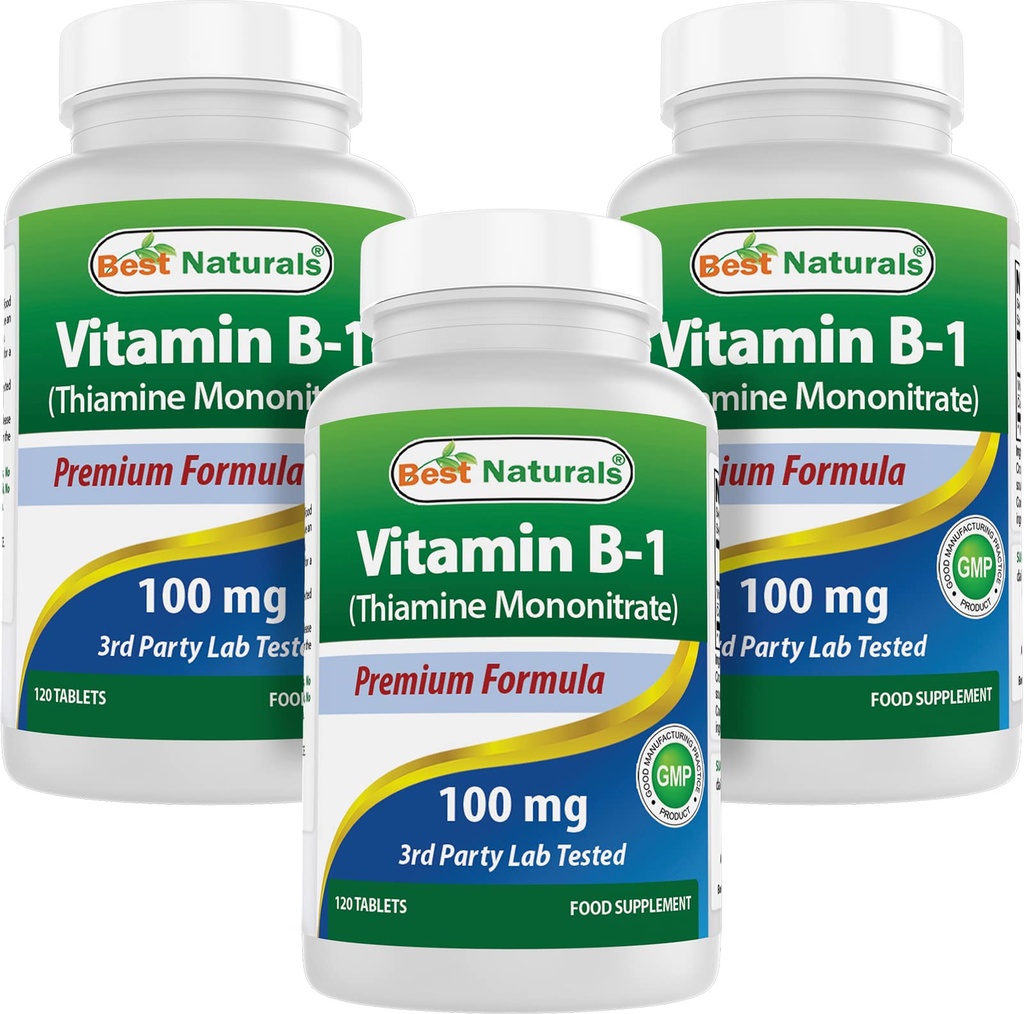 Meilleurs naturels vitamine B1 comme mononitrate de thiamine 100 mg comprimés (120 Nombre (paquet de 3))