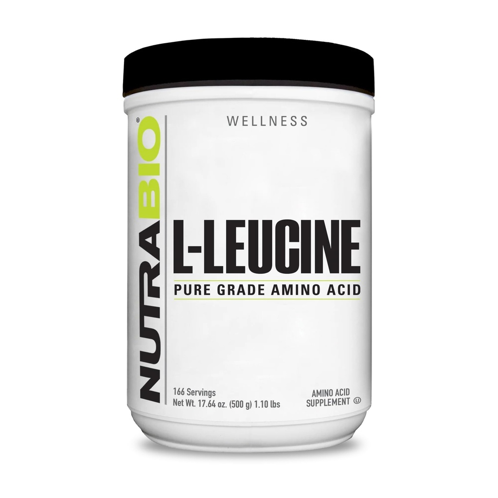 NutraBio 100% reines L-Leucin - Muskel-Recovery and Support - Natürlich vergoren freie Form Aminosäure - Vegan, Non-GMO, Glutenfrei - (500 Gramm)