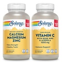 SOLARAY Calcium Magnesium Zink und rechtzeitige Freisetzung Vitamin C - Knochengesundheit, Immununterstützung Bundle, 1000mg Calcium, 500mg Magnesium, 1000mg Vitamin C Supplement, Vegan, 60-Tage Garantie, 275 VegCaps Jede