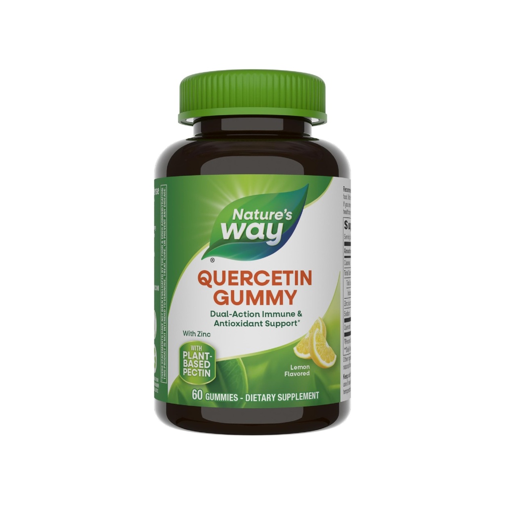 Nature's Way Quercetin Gummies with Zinc, Imune Defense Support*, Puissant Antioxydant*, Lemon Flavored, 60 Gummies