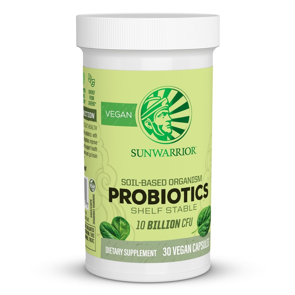 Sunwarrior Probiotics Capsules végétaliennes à base de sol $ 10 milliards UFC pour la digestion sans soja sans gluten sans laitage $ 30 CT