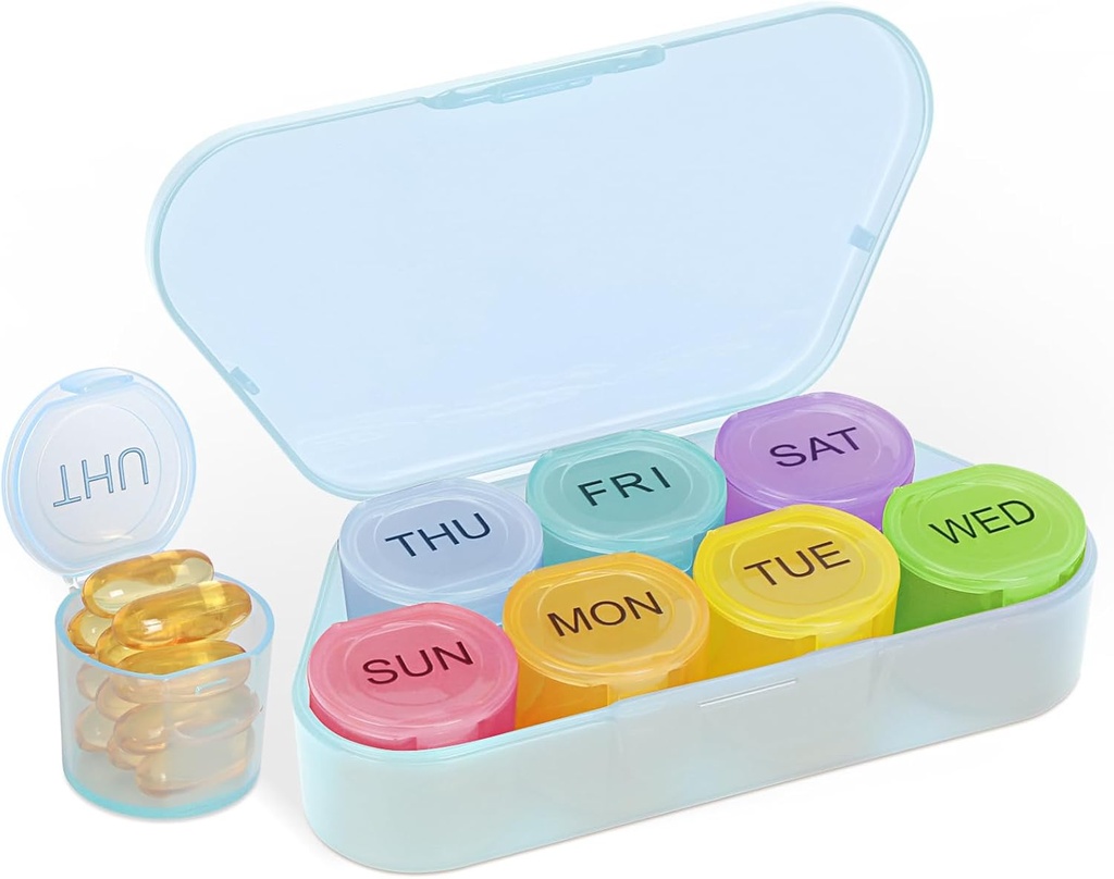 NatureTouch Weekly Pill Organizer, BPA Free Medicine Organizer Rainbow 9 Tage Pille Box, Täglich tragbare Pille Conatainer für Pillen/Vitamin/Fish Oil/Supplements [Letzte Version], Blau