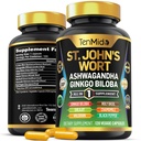 Supplément de millepertuis - Formule 8in1 - Combiner avec Ashwagandha, Ginkgo Biloba, Shilajit, Valérien, Saint Basilic, Camomille et Poivre Noir - 120 Capsules Vegan pour 4 mois d'approvisionnement