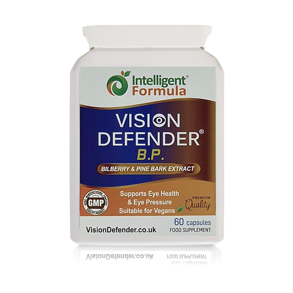 Vision Defender BP Eye Supplement: Bilberry und Pine Bark Extrakte für Augendruck und Augengesundheit (60 Vegan Kapseln)