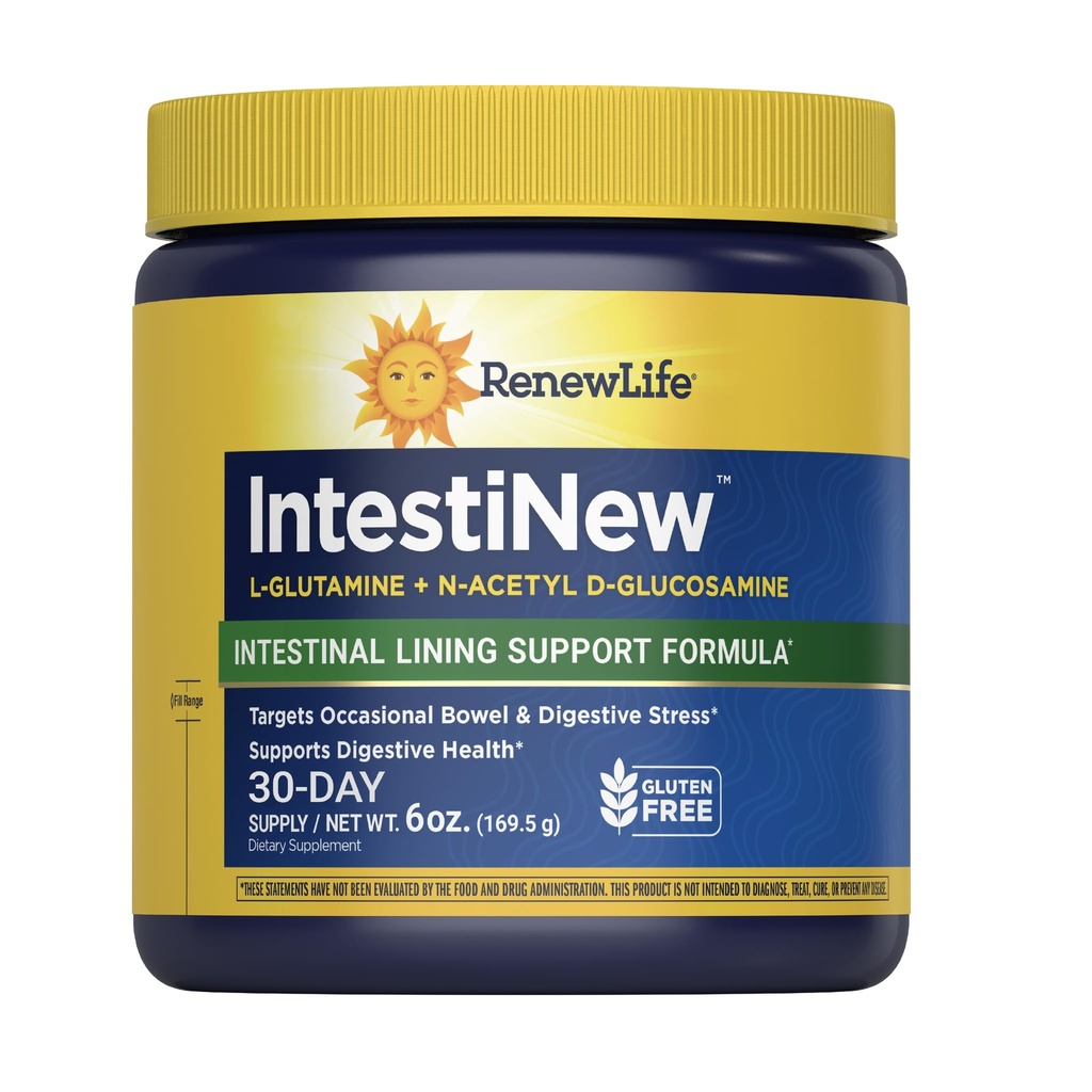 Renew Life IntestiNew Intestinal Lining Support Formel, Pulver Supplement unterstützt Verdauungsgesundheit, L-Glutamin, Dairy, Soja und glutenfrei, 5.7 Unze.