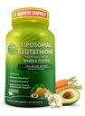 Liposomal Glutathion 500mg - Aktive Form L Glutathion (reduziert) für maximale Absorption - Hergestellt mit Bio- Ganznahrung - Master Antioxidant & Detoxifier - Immun & Cardiovascular Support - 60 Count
