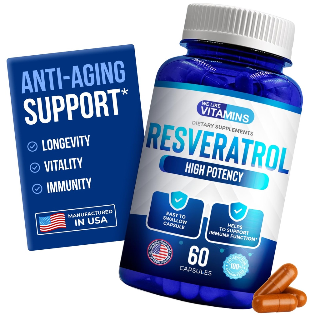 Wir mögen Vitamine Resveratrol 1000mg pro Servierung - 60 leicht zu schlucken Veggie Kapseln - Natürliche Resveratrol Ergänzung 1000mg - Antioxidante Ergänzung hilft Immunsystem zu unterstützen