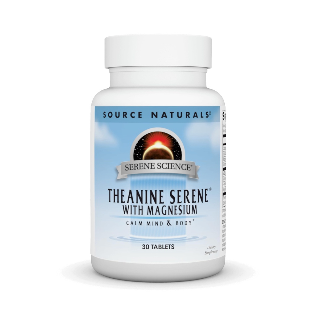 Source Naturals Theanine Serene, Calm Mind & Body* avec GABA - Formlua végétarienne - 30 comprimés
