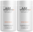 Codeage ADK Vitamins Supplement - Essential Vitamin A, D3 5000 IU, K1 & K2 (MK4 & MK7) - 6-Monats-Versorgung - 1 Kapsel pro Servierung, Non-GMO, Gluten-Free - 2-Pack