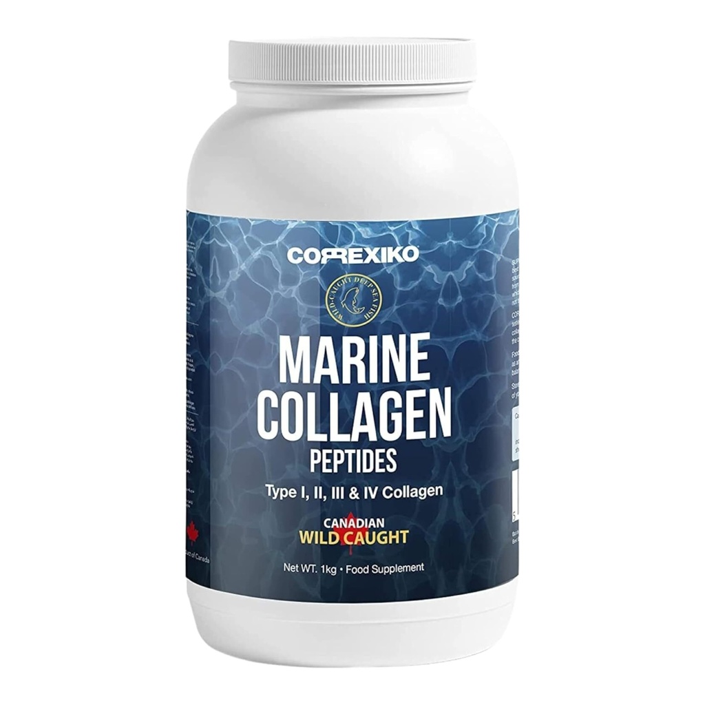 Poudre de peptides de collagène marin hydrolysée. Canadian Wild-Caught Fish Skin(Not Scales)-Colageno Hidrolizado en Polvo-Vital Protein Supplément pour la peau, les cheveux, les articulations et la digestion, Poudre marine (1kg)