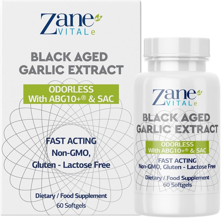 Zane - Aged Black Garlic Capsules - Immunsystem, Blutdruck- und Cholesterol-Gesundheitsunterstützung - Weniger Odor - Mehr Effektive Than Allicin - 60 Kapseln Non-GMO, Gluten - Lactose – Paraben Free.