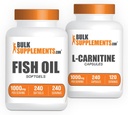 BulkSupplements Fish Oil 1000mg Softgels + L-Carnitin Kapseln Bundle