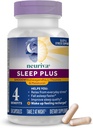 NEURIVA Sleep Plus avec des avantages 4-en-1 - Ashwagandha, L-Theanine et Melatonine testés cliniquement - Réduire le stress, l'accélération du sommeil d'automne, améliorer la qualité du sommeil, se réveiller rafraîchi*, Capsules 58ct
