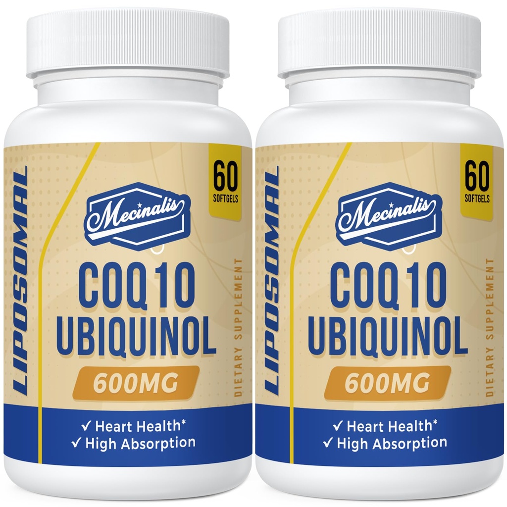 Liposomal CoQ10 Ubiquinol 600mg Softgels | Überlegene Absorption Ubiquinol CoQ10 Beilage | Leistungsstarke aktive Antioxidante Form von Coenzym Q10 | Herzfunktion & Energieproduktion | 120 Softgels