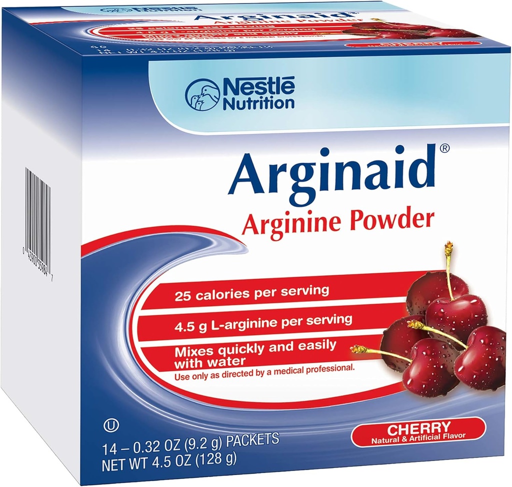 Arginaid Arginine Powder Drink Mix, Cherry - Nutritional Needs for Wound Care - 0.32 OZ Packets (14 CT/Pack) (Pack of 2)