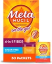 Métamucil On-The-Go, Psyllium Husk Fibre Supplément, 4-en-1 Fibre pour la santé digestive, sans sucre, saveur orange, 30 Compte x 2 Packs (60 Compte Total)