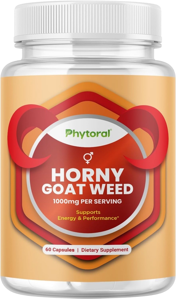 Extrait pur d'herbe de chèvre Horny avec Maca Powder – Immune Support – Aide à augmenter la conduite et l'endurance – Booster pour les hommes et les femmes Tongkat Ali Plus L-Arginine augmente l'énergie – 60 capsules