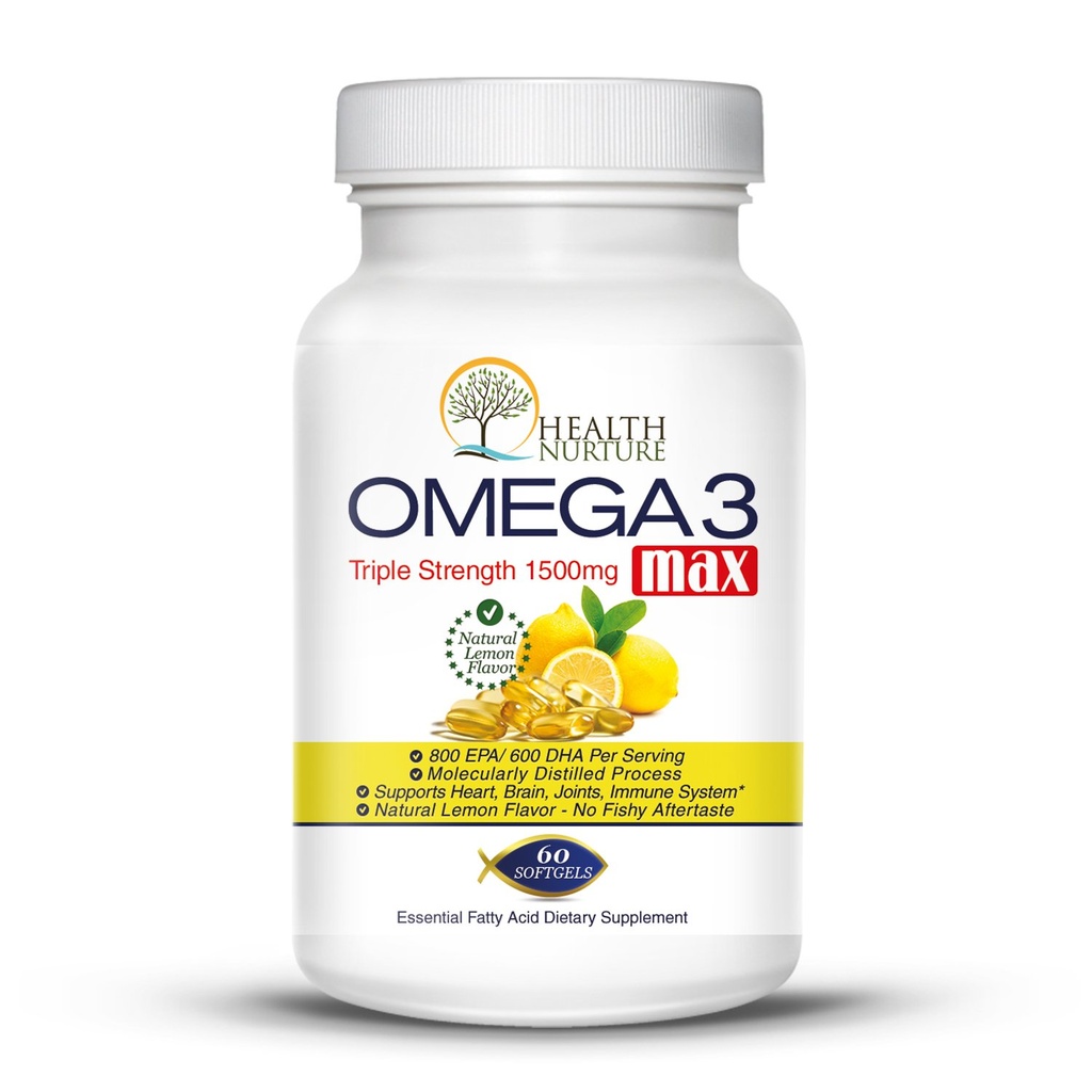 Fischöl Omega-3 maximale Stärke 1500mg (800 EPA/600 Dha) Pharmazeutisches Grad Fischöl