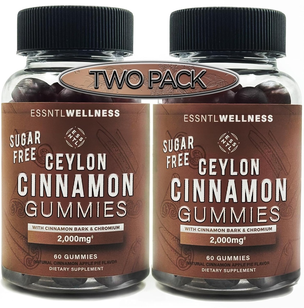 Ceylon Cinnamon Sugar Free Gummis, (120ct 2.000mg/Serving) Joint Support, Antioxidant, Delicious Sugar Free Apple Pie Gummis, Vegan und Gluten Free