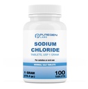Puregen Labs Chlorure de sodium Comprimés 1 gm (1000 mg), USP15,4gr.)