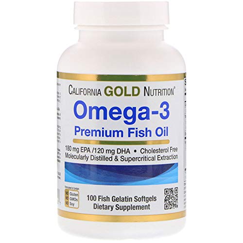 California Gold Nutrition Omega-3 Premium Fish Oil von California Gold Nutrition, Konzentrierte Formel mit EPA & DHA, Unterstützung für optimales Lipid Profil, Glutenfrei, 100 Fish Gelatin Softgels - 2 Pack