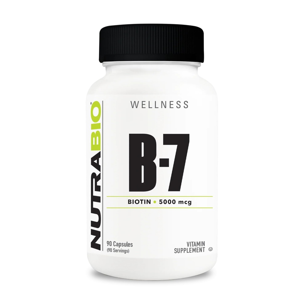 NutraBio Biotin (Vitamin B-7) Beilage, 5000mcg - Kann helfen, gesundes Haar, Haut und Nägel zu fördern, 90 Gemüsekapseln