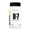 NutraBio Biotin (Vitamine B-7) Supplément, 5000mcg - peut aider à promouvoir les cheveux, la peau et les ongles sains, 90 capsules végétales