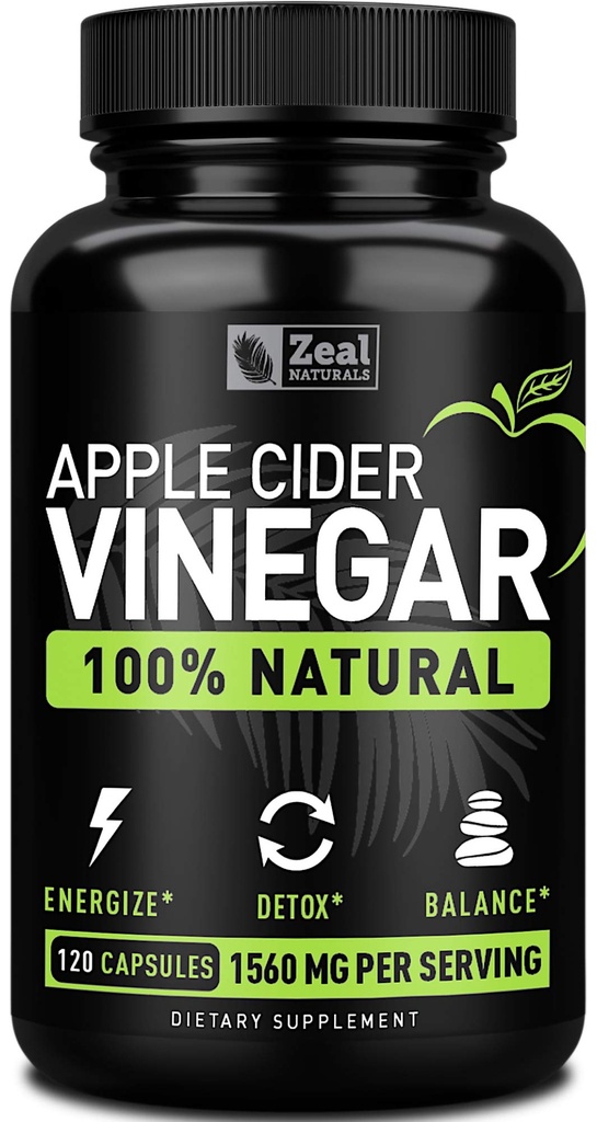 Zeal Naturals Natural Raw Apple Cider Essig Kapseln (1560mg|120 Kapseln) Apple Cider Essig Pillen w Cayenne Pfeffer, Sauberkeit, Appetit Suppressant & Digestive Unterstützung