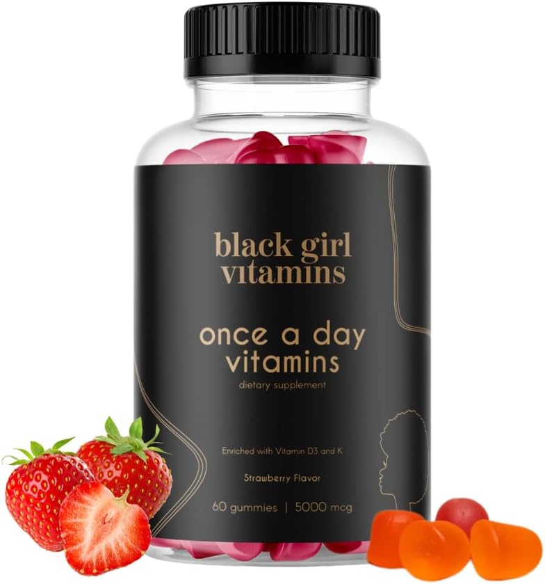 Schwarze Mädchen Vitamine Einmal am Tag - Frauen Multivitamin Gummy - Vitamin A, B, C, E und Zink. Multivitamin für Frauen, Immununterstützung. Vegan, Glutenfrei. Made in USA (30 Tage Versorgung, Erdbeere)