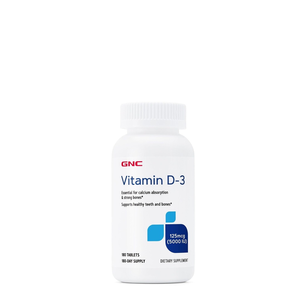 GNC Vitamin D3 125mcg Supplement, 5000 IU, Unterstützt Zähne und Knochengesundheit, 180 Portionen