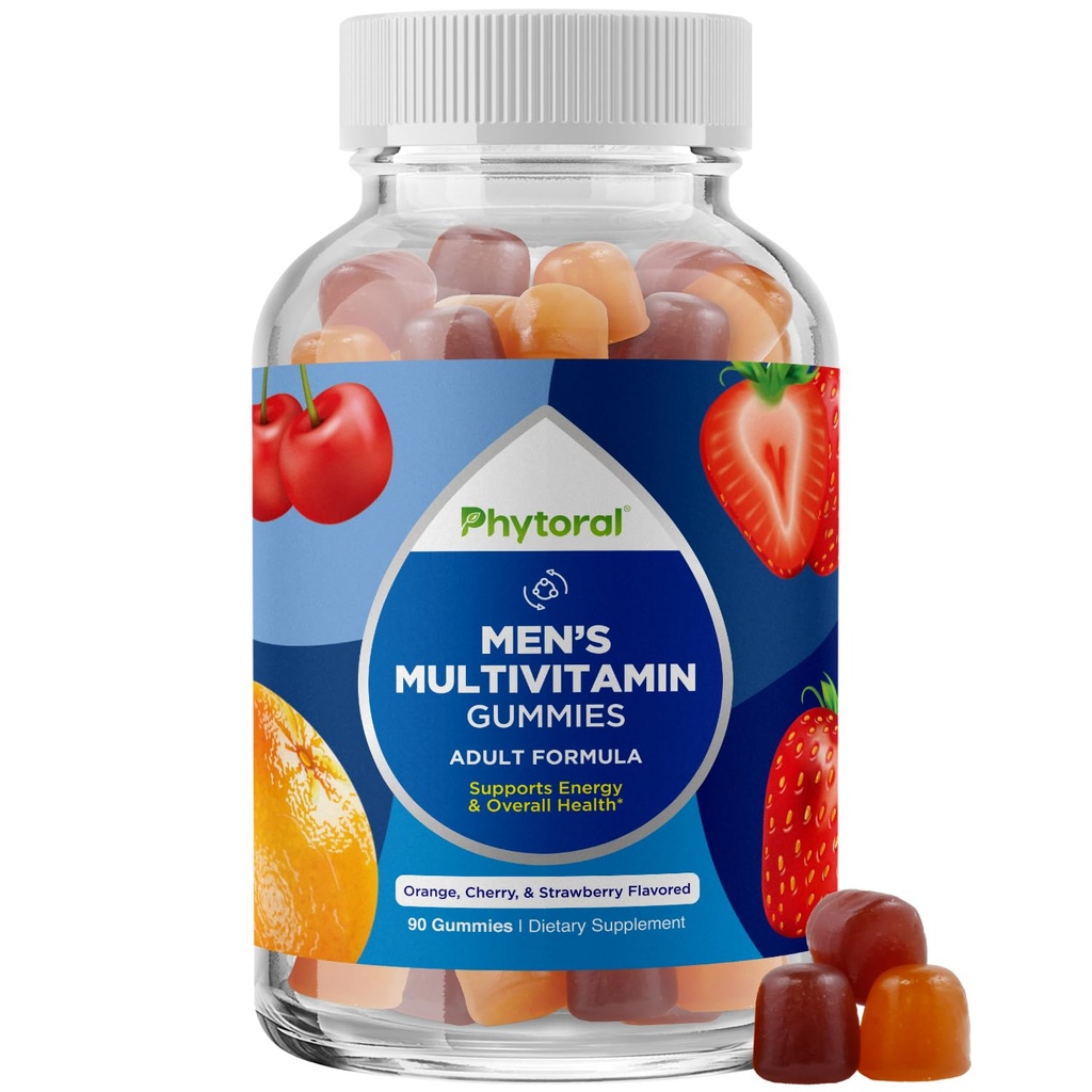 Multivitamine naturelle phytorale pour les hommes Gummies avec du zinc - Vitamine D C A & Biotine B6 B12 Supplément complet de santé