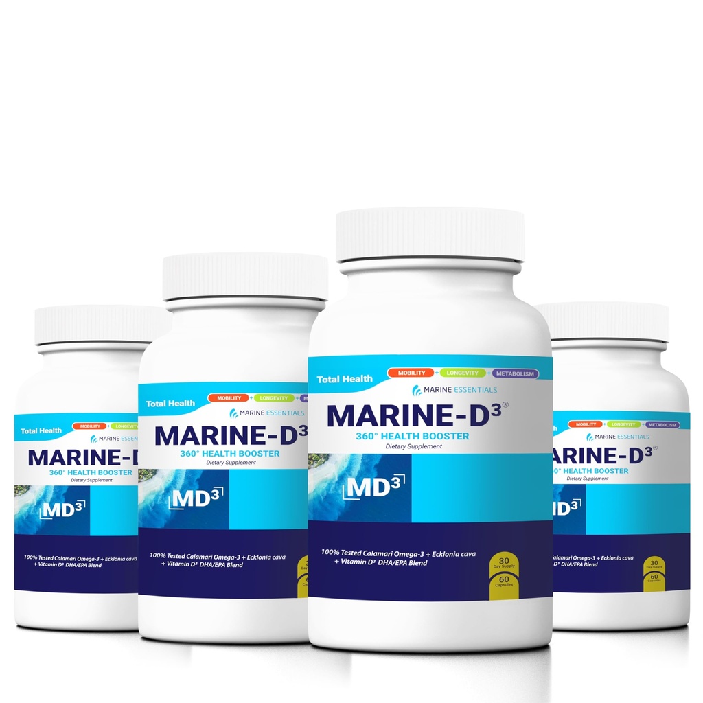 Marine D3 Omega 3 Calamari Ecklonia Cava DHA (4 flacons - 240 capsules)